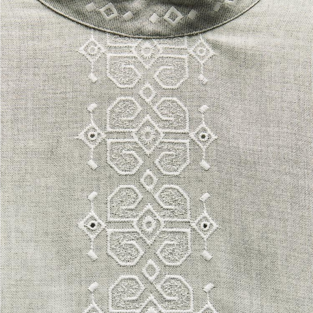 Zara Tunic Top Cut Work Embroidery Women’s Size Small Gray White - Picture 6 of 6